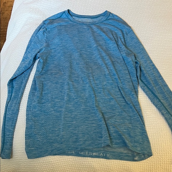 lululemon athletica Heathered Blue Long Sleeve Tee - Picture 1 of 2